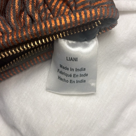 Brown and copper suede puff pouch cosmetic bag by Llani - Picture 6 of 10